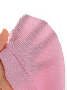 2 pièces/set Mode bébé fille rose mignon Débardeur à décoration de nœud papillon 3D à manches longues et pantalon en jean avec nœud papillon élastique à la taille, ensemble - Rose bonbon - Voir 7
