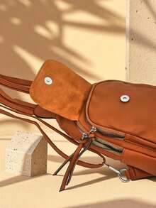 Royalfashion Small Women's Shoulder Pouch Aurelia Napoli, School Backpack - Brown - View 2