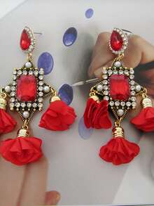 1 对波西米亚风格大吊坠耳环，女士新娘婚礼珠宝 - 8 - 查看 30