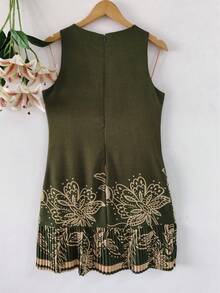 Plain  Dress With Fake - Lace Green - View 2