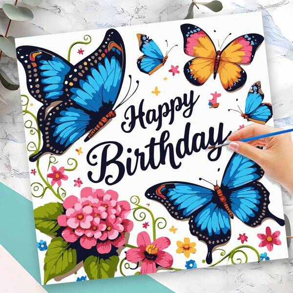 Pintura por número de patrón floral de mariposa colorida, arte de lienzo, artesanía DIY, pintura de óleo digital para adultos, decoración del hogar, regalo