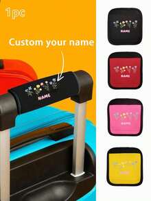 Customized Name Luggage Handle Cover, Personalized Text Luggage Handle Sleeve, Customized Stroller Identifier, Customizable Luggage Cover, 14x15cm, Orange/Red/Blue/Yellow/Rose Red/Black/Green, Luggage Cover, Mother's Day Gift, Easter Gift, Valentine's Day Gift, Birthday Gift
