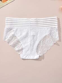 FOVTY 3pcs Plus Size Women Lace Sexy Panties & Lingerie Set, Autumn/Winter - White - View 4