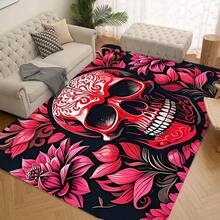 1/2 Stücke Halloween Fußmatte, Horror Rot Schädel und Blumenmuster Küchen Bodenmatte, perfekt für Innen- / Außenbereich, Familienzusammenkünfte, Küche, Esszimmer, Halloween Dekoration, Heimdekoration - Verschiedenfarbig - Übersicht 15