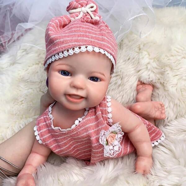 Poupée Reborn fille en silicone de 16 pouces Poupée réaliste faite à la main de nouveau-né Cadeau d'anniversaire pour enfants