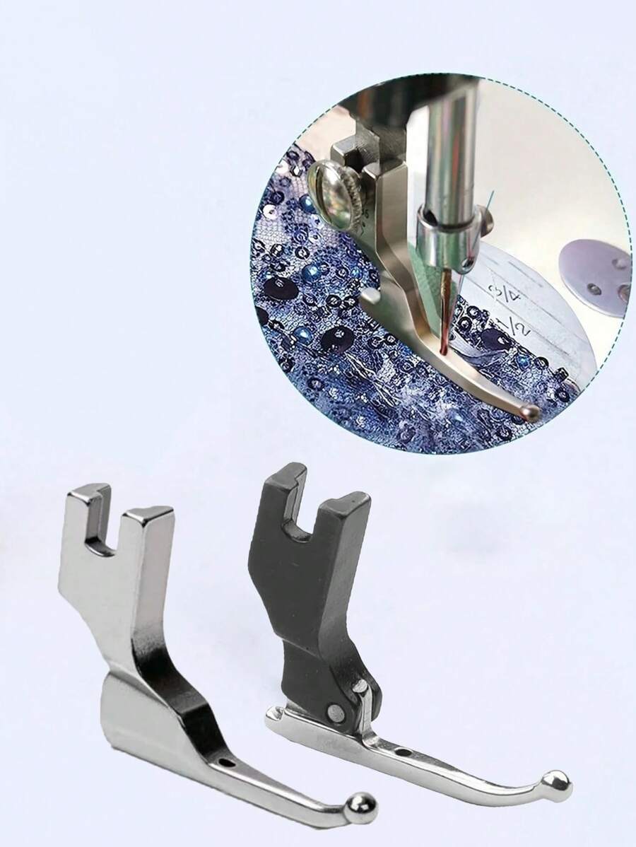 Nuevo estilo de pie prensatela de acero inoxidable, diseñado en color gris plateado, talla grande adecuado para la confección de vestidos de novia y telas con lentejuelas, se puede utilizar para máquinas de coser planas de computadora, accesorios para máquinas de coser Brother y la mayoría de máquinas de coser de barra baja, telas para máquinas de coser y manualidades, cinta para máquinas de coser, recambio de pie prensatela de metal para máquinas de coser, bordado