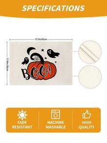 4 piezas/6 piezas/60 piezas Individuales de Halloween, individuales de lino con diseños de fantasmas de dibujos animados, castillos, arañas, murciélagos y letras, resistentes a la suciedad, aplicables para el hogar, restaurantes, decoración de mesa de comedor, artículos del hogar