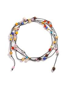 1pc Boho Chic Colorful Handmade Beaded Pendant Necklace, Women Long Necklace With Asymmetrical Multi-Element Pendants, Suitable For Party, Banquet, Daily Casual Wear, Assorted Shapes, Sizes And Materials(Pendant Placement Random)