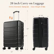 Vali 20 inch, Vali cứng có thể mở rộng với bánh xe xoay, Vali vỏ cứng ABS bền chắc, nhẹ, có khóa TSA, Vali kéo, Vali xoay, Vali du lịch, Vali vỏ cứng, Vali hành lý xách tay có bánh xe, Đồ dùng du lịch thiết yếu cho nam, nữ, đi nghỉ mát, đi công tác, dung tích lớn, đồ dùng du lịch thiết yếu, phụ kiện du lịch, hộp đựng đồ du lịch, đồ dùng du lịch - màu đen - Xem 2