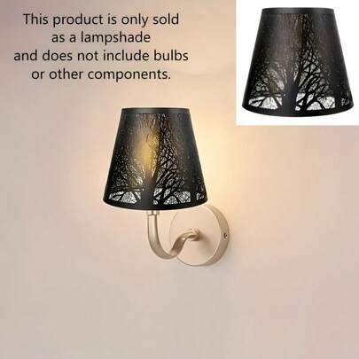 Tree Shadow Hollow Black Lampshade, Vintage Wrought Iron Design, Warm Lighting Filtration, Creates Unique Lighting Effect, Adds Cozy Ambiance, Suitable For Living Room, Bedroom And Dining Room, Decorative And Practical (Lampshade Only)