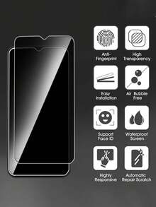 2 件全覆盖防窥钢化玻璃屏幕保护膜适用于三星 Galaxy A14、A15、A25、A34、A54、S20 FE - 防指纹、防水、真玻璃、9H 硬度、防眩光涂层、防刮智能手机屏幕保护膜、防指纹玻璃 | 真玻璃屏幕 | 钢化玻璃屏幕、玻璃保护膜