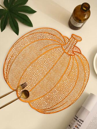 1-200pcs Halloween Pumpkin Placemats, Easy To Clean, Wipe Clean, Non-Slip, Dining Table Mats, Holiday Wedding Party Festival Decor, Suitable For Home, Restaurant, Dining Table Decoration, Home Goods