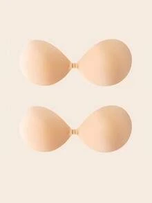 2/4pcs Plain Shell Nipple Covers Bras, Invisible Seamless Strapless Silicone Bras For Small Bust - Multicolor - View 7