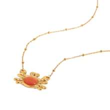 Uworld Metal Red Crab Pendant Necklace Stainless Steel Women Charm Ocean Wind Beach Jewelry 18k Gold PVD Stylish