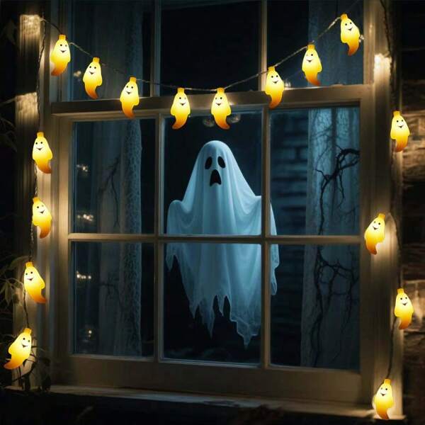 Phantom Of Light: Ghost Light String, Lighting Up The Terrifying Halloween Night, Creating A Haunted House Level Horror Party, Windows, Stairs, Outdoor, Festivals, Parties, Atmosphere, Decorative Lights