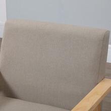 Living Room Single Sofa Chairs Beige, Bedroom Armchairs Modern With Wood Futon Linen Fabric Upholstered Seat Leisure Chairs For Balcony Lounge Home Apartment Office Furniture, Camel - Camel - View 3