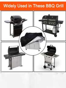 烧烤罩户外防尘防水韦伯重型烧烤罩防雨户外烧烤罩圆形 - 黑色 - 查看 3