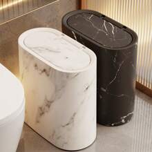 1 pieza Basurero estrecho de accesorios de baño de estilo nórdico con textura de grano de mármol