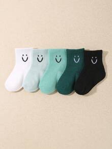 20 Pairs Baby Boys And Toddler Socks Random Smiling Face Jacquard Cuff | Soft Skin-Friendly Short Socks For Daily/Gifts/Travel