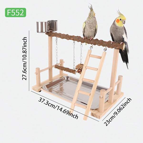 Handmade Wooden Bird Stand/Perch, Indoor Home Decor, Parrot & Macaw Toy Swing