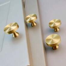 5 件/套金色单孔橱柜把手、抽屉旋钮、圆形小把手适用于橱柜、抽屉、衣柜、梳妆台、家具 - 配有螺丝 - 金色 - 查看 5