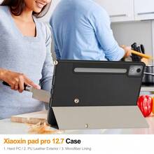 平板外壳适用于 Tab M11/Idea Tab Pro 12.7 英寸 2025/Pad 6 Pro/6/7/7pro/Pad Se/Se 8.7/Galaxy Tab A8/S7/S6 Lite/A9/S8/S9/S10 Ultra/Ipad Pro11/13/Air 11/13 皮革翻盖保护套软壳带笔槽保护支架 - 黑色 - 查看 9