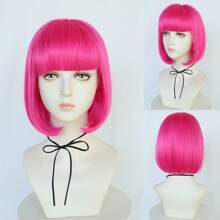Fashion Women's BoBo Wigs, Short Straight Hair With Bangs Wigs, Multiple Pastel Colors Bob Anime Cosplay Wigs For Party Costume Wigs For Ladies, Pink Green Black Blonde Red Brown Blue White Purple Orange Yellow Rainbow Colorful Hairpiece For Holiday Comic Con Exhibition Celebration Daily Wigs For Birthday Gifts, Sassy Rockabilly Punk Cool Unique Rock & Roll 80s Wig