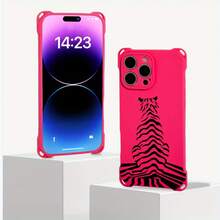 Funda de teléfono 1 unidad, diseño de patrón de tigre de líneas, funda de teléfono colgante de cuatro esquinas 16Plus 13 Pro 12 15 14 TPU impreso suave - Colores mixtos 3 - Ver 4