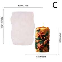 1 件圣诞圆柱形香薰蜡烛硅胶模具 DIY 雪花松果浆果可爱蜡烛手工皂树脂石膏适用于圣诞派对装饰和创意手工礼物 - 白色 - 查看 10