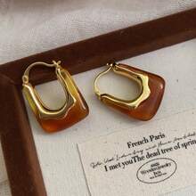 1 đôi Bông Tai Xanh Retro Phong Cách Lạnh Giá Cao Cấp Cho Nữ - màu xanh lá - Xem 1