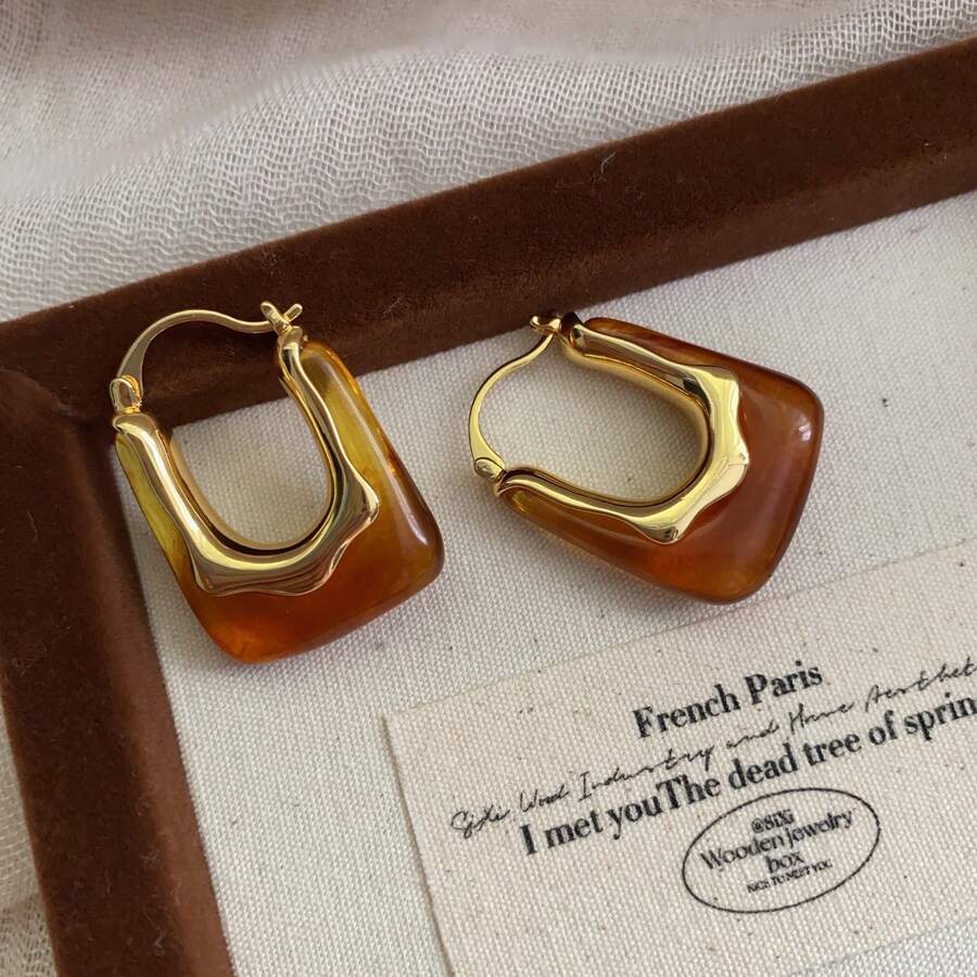 1 đôi Bông Tai Xanh Retro Phong Cách Lạnh Giá Cao Cấp Cho Nữ - màu xanh lá - Xem 1