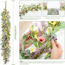 CZ 6.5 Ft Artificial Wildflower Garland Wisteria Lavender Garland Daisy And Lavender Faux Floral Vine Summer Spring Floral Fake Wreath All Year Round Home Decor For Indoor Outdoor Home Wedding Arch 1439 - Style-1 - View 2