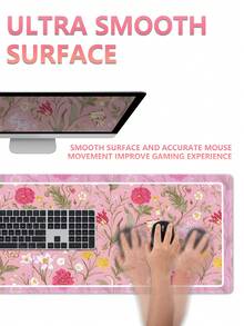 A Pink Flower Rubber Anti-Slip Gaming Mouse Pad For Desktop Computers/Laptops And Laptops, Available In Multiple Sizes - Pink - View 4