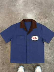 Men's Casual Printed Colorblock Polo Shirt, Summer - Multicolor - View 1