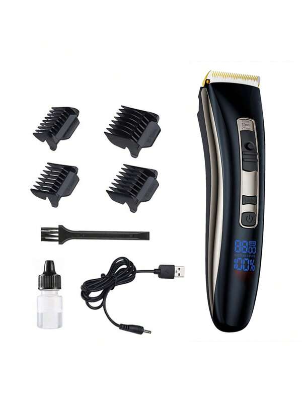 Tondeuse à cheveux professionnelle rechargeable pour hommes - avec écran LED et kit de coupe de cheveux - cadeau parfait pour la fête des pères. Capacité de la batterie 1200mAh
