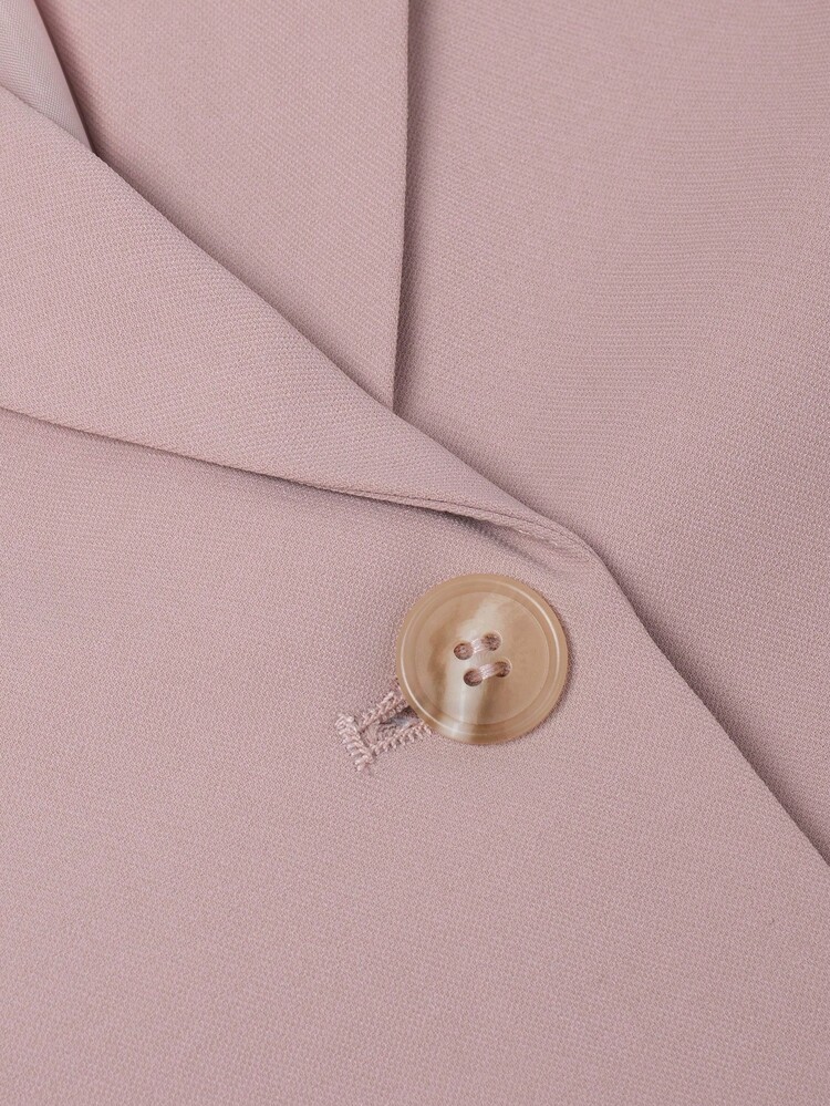 HOMEYEE 长袖拼布撞色复古优雅休闲度假商务专业加大码上衣夹克 - 粉色 - 查看 4