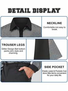 1 Set MEN's Disco Costume Vintage 80s/70s/90s Cosplay New Arrival 1970s Party Stage Performance With Hair,Necklace And Other Accessaries Christmas Party - Bạc - Xem 4