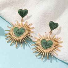 1 Pair Geometric Simple Charm Teardrop Heart Earrings - Green - View 13