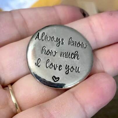 Elegant Hand-Stamped Copper Gong Love Token - "Forever Know I Love You" Engraved, Ideal For Wedding, Anniversary, Valentine's Day Gift, Lucky Pocket Coin With Heart Symbol, Portable Memento | Elegant Design | Hand-Stamped Coin
