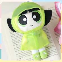 Powerpuff Girls Raincoat Plush Keychain, Bubbles Buttercup Blossom Raincoat Plush Toy Hanging Charms, Cartoon Character Raincoat Cute Bag Charms