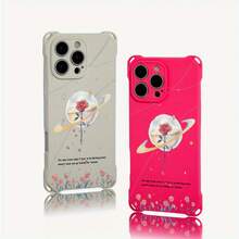 Funda para teléfono 1 pieza. El diseño de patrón de flores y planetas de dibujos animados te permite colgar la funda del teléfono en las cuatro esquinas. Es Adecuado El TPU Impreso Suave De 16 Pro 13 15 Plus 14 - Colores mixtos 1 - Ver 3