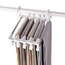 5 Tier Stainless Steel Pants Rack Adjustable Wardrobe Organizer With White Compartments Towel Hanger Stand Storage Rack For Bedroom Closet Home Organization Multipurpose Clothing Display Stand - Multicolor - View 8