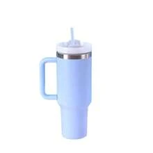Tasse isotherme de 40 oz (1200 ml) avec poignée, bouteille d'eau sous vide, tasse à eau thermique avec couvercle, paille, en acier inoxydable pour boissons chaudes et froides, tasse à café portable grande taille pour café chaud et froid