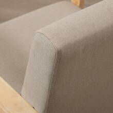 Living Room Single Sofa Chairs Beige, Bedroom Armchairs Modern With Wood Futon Linen Fabric Upholstered Seat Leisure Chairs For Balcony Lounge Home Apartment Office Furniture, Camel - Camel - View 4