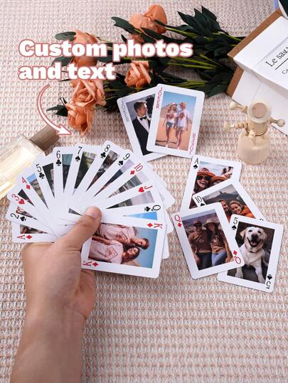 Custom Photo Playing Cards In Paper Box - Christmas Game Night & Gift Idea - Personalized Poker Cards, Fun Birthday Or Anniversary Gift
