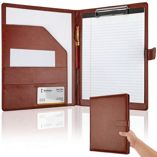 A4 Clipboard Folder, Work Folder A4 Meeting Folder Business Office Work Portfolio Organizer With Card Holder For Interview, Office Resume, Meeting, Business Portfolio, Memo Writing Pad,School Supplies,Back To School