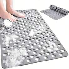 1pc Bathroom Mat With Suction Cup, Shower Blanket, Shower Mat With Circular Hole Design, Bathroom Massage Ring, Quick Drainage, Suitable For Shower Rooms, Bathroom Decor,Hotel Bathrooms, Toilets, Bathtubs, Bathroom Accessories,Halloween Gifts - Grey - View 6