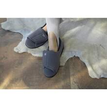 Local Delivery Women's Diabetic Slippers For Lymphedema And Swollen Feet Indoor And Outdoor Hook And Loop Non Slip House Shoes - Grey - View 6