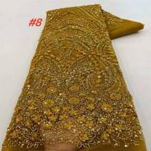 Luxury French Tulle Net Lace 2025 High Quality With Sequins Beads African Nigerian Embroidered Lace Fabrics For Dress Sewing Material