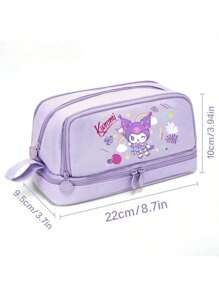 Sanrio Sanrio Hello Kitty & Kuromi & Pochacco Pencil Case,Pink Heart Zipper,Large Capacity Pencil Case, Waterproof Double Pen Case,Cartoon Stationery Bag,Multi-Functional Stationery Box - Cartoon Anime Design, Pencil Case, Storage Container